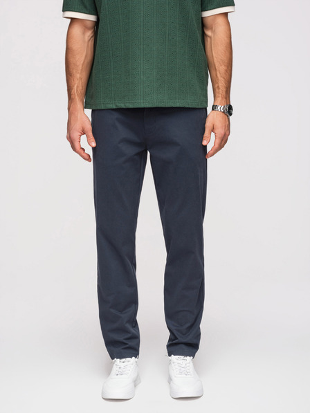 Ombre Clothing Moške trdne hlače chino REGULAR FIT - temno modre V4 OM-PACP-0293 Ombre Clothing