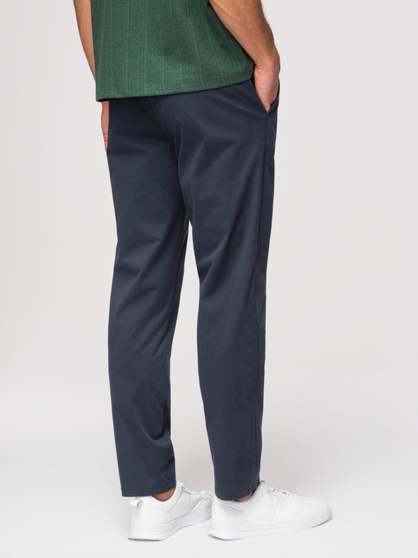Ombre Clothing Moške trdne hlače chino REGULAR FIT - temno modre V4 OM-PACP-0293 Ombre Clothing