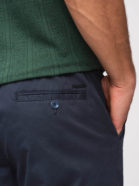 Ombre Clothing Moške trdne hlače chino REGULAR FIT - temno modre V4 OM-PACP-0293 Ombre Clothing