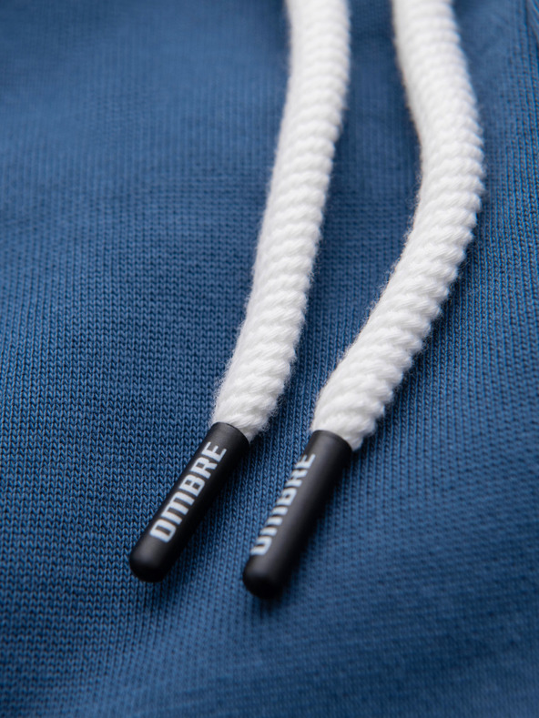 Ombre Clothing Moške bombažne trenirke BASIC brez podloge - temno modre V4 OM-PABS-0304 Ombre Clothing