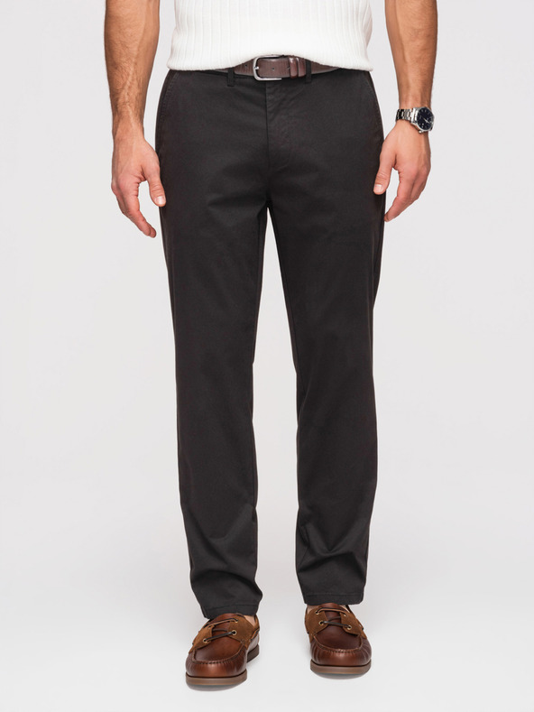 Ombre Clothing Moške hlače chino REGULAR FIT - črne V5 OM-PACP-0293 Ombre Clothing