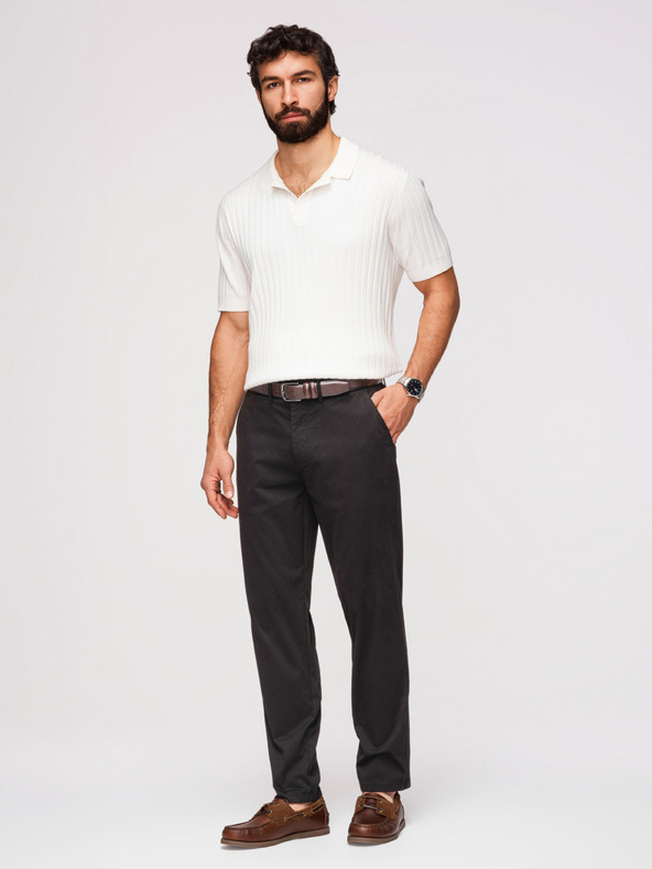 Ombre Clothing Moške hlače chino REGULAR FIT - črne V5 OM-PACP-0293 Ombre Clothing