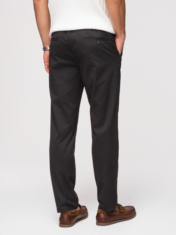Ombre Clothing Moške hlače chino REGULAR FIT - črne V5 OM-PACP-0293 Ombre Clothing