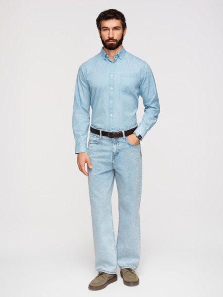 Ombre Clothing Moška bombažna srajca iz finega denima z vzorcem - svetlo modra V1 K702 Ombre Clothing