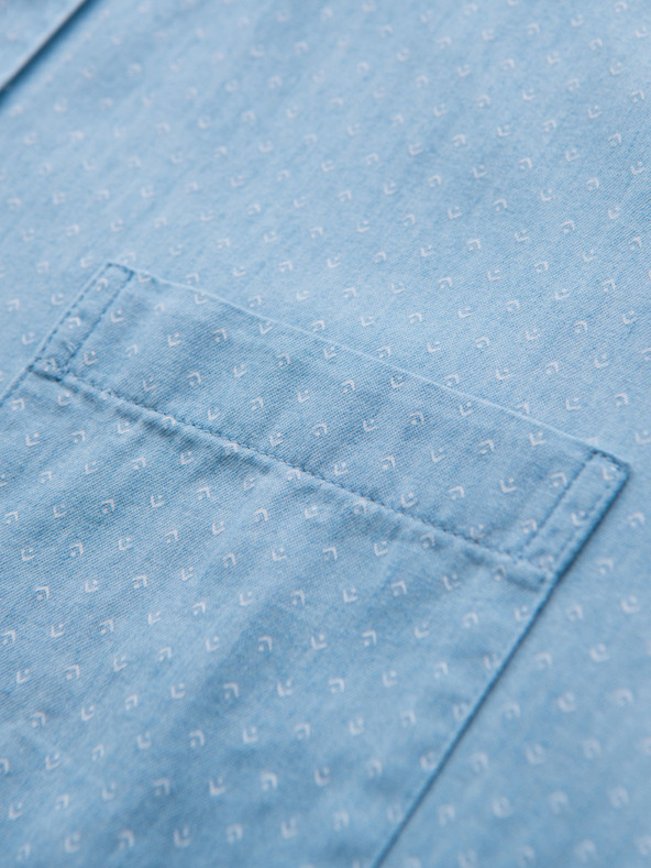 Ombre Clothing Moška bombažna srajca iz finega denima z vzorcem - svetlo modra V1 K702 Ombre Clothing