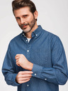 Ombre Clothing Moška bombažna srajca s vzorcem iz tanke džinsa - modra V2 K702 Ombre Clothing