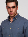 Ombre Clothing Moška lnena srajca s klasičnim ovratnikom in žepi REGULAR FIT - modra V4 OM-SHCS-0134 Ombre Clothing