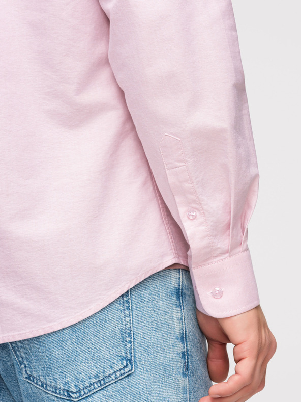 Ombre Clothing Moška pastelna bombažna srajca oxford - svetlo roza V1 K705 Ombre Clothing