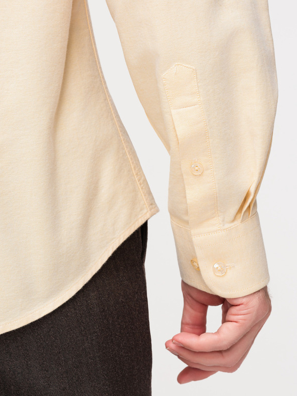 Ombre Clothing Moška pastelna bombažna srajca oxford - svetlo rumena V3 K705 Ombre Clothing