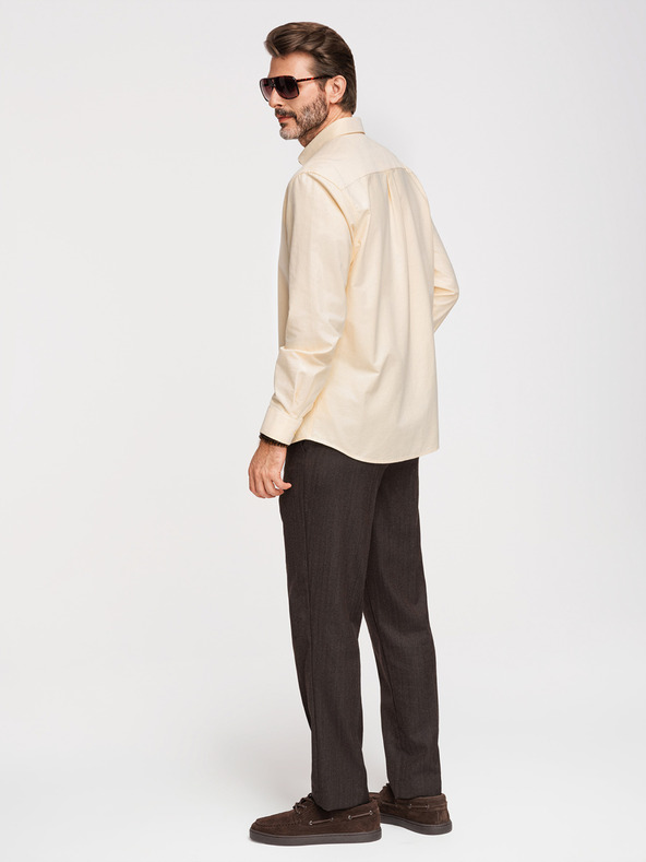 Ombre Clothing Moška pastelna bombažna srajca oxford - svetlo rumena V3 K705 Ombre Clothing