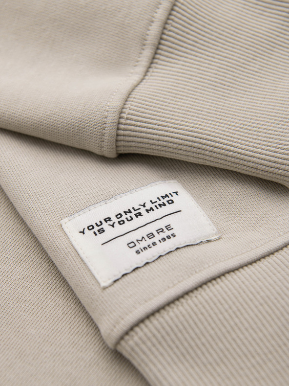 Ombre Clothing Moška majica BASIC s kroglastim izrezom - svetlo bež Ombre Clothing