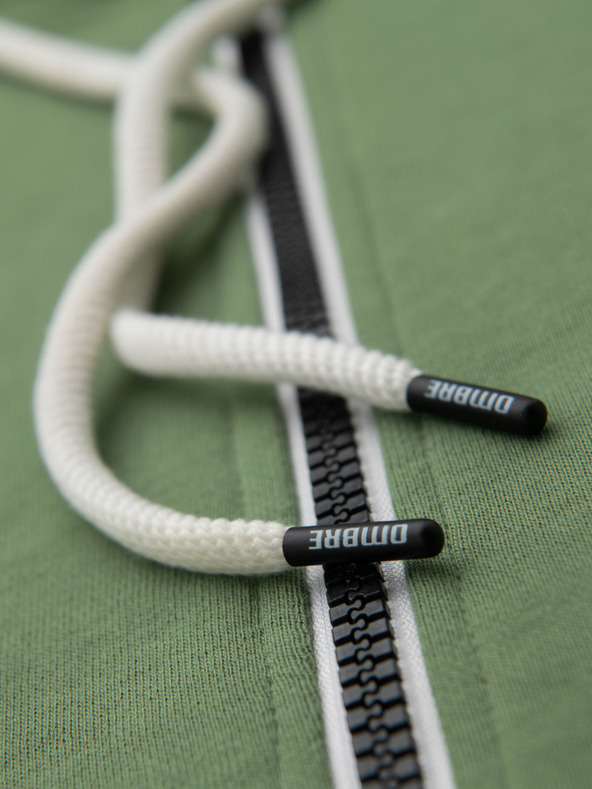 Ombre Clothing Moška bombažna majica BASIC na zadrgo s kapuco - zelena V3 OM-SSBZ-0272 Ombre Clothing