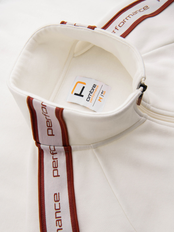 Ombre Clothing Moška elastična majica s kontrastnim obrobom in visokim ovratnikom - kremasta V2 B1715 Ombre Clothing