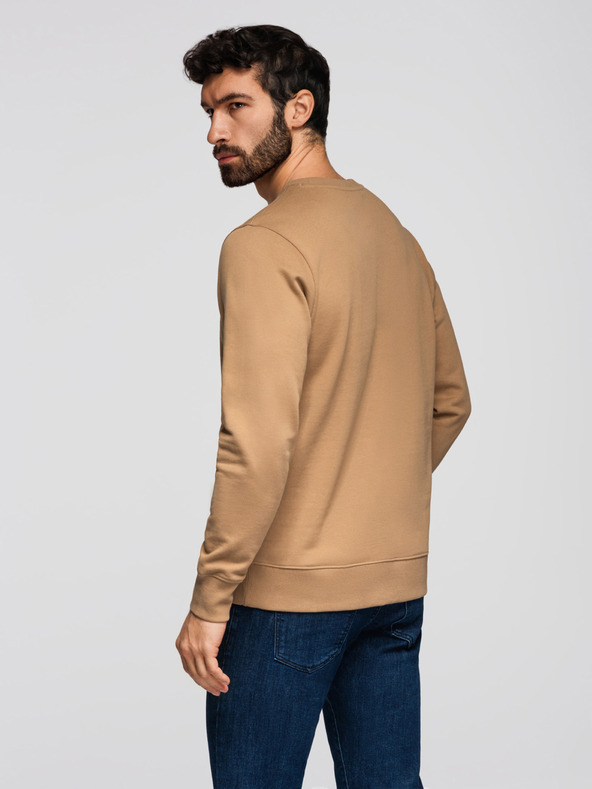 Ombre Clothing Moška majica BASIC s kroglastim izrezom - rjava Ombre Clothing