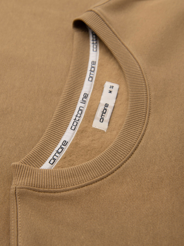 Ombre Clothing Moška majica BASIC s kroglastim izrezom - rjava Ombre Clothing