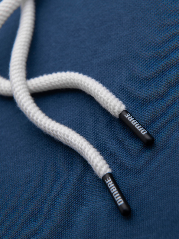 Ombre Clothing Moška bombažna majica BASIC s kengurujim žepom in kapuco - temno modra Ombre Clothing