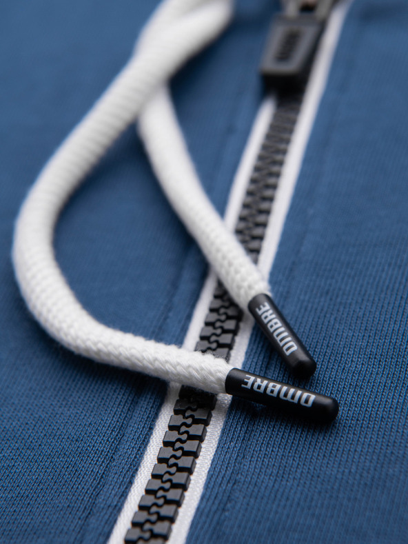 Ombre Clothing Moška bombažna majica BASIC na zadrgo s kapuco - temno modra V4 OM-SSBZ-0272 Ombre Clothing