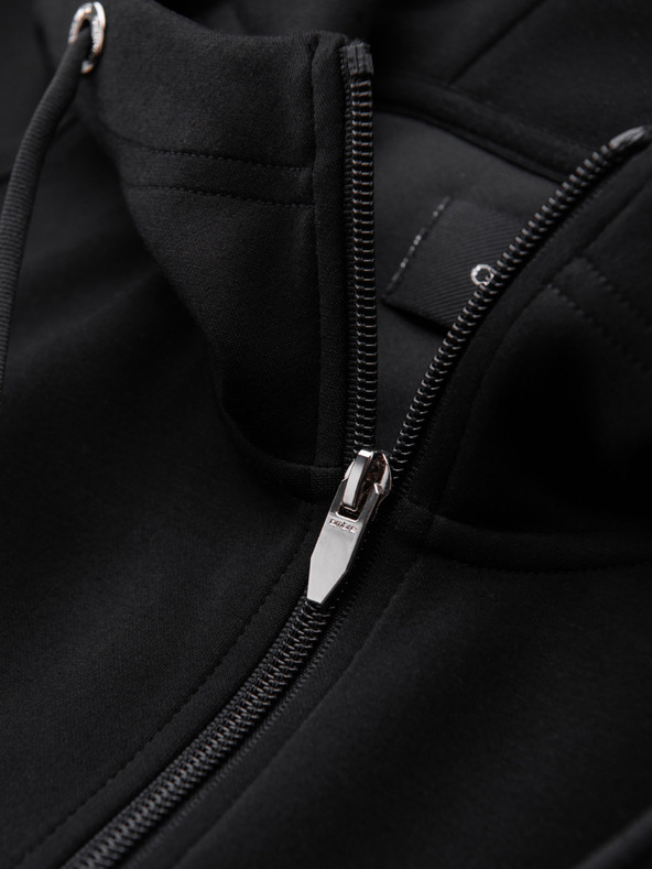 Ombre Clothing Moška majica s kapuco iz gladke pletenine - črna V1 OM-SZBC-0196 Ombre Clothing