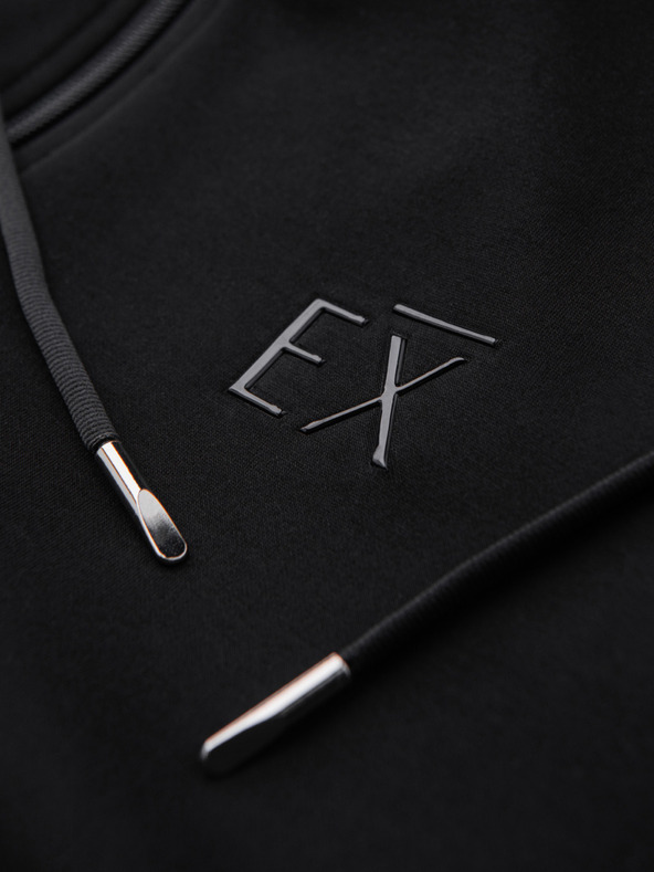 Ombre Clothing Moška majica s kapuco iz gladke pletenine - črna V1 OM-SZBC-0196 Ombre Clothing