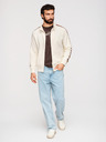 Ombre Clothing Moška majica z visokim ovratnikom in obrobom - kremasta V3 B1718 Ombre Clothing