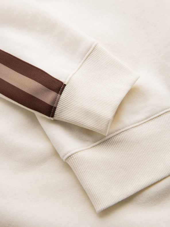 Ombre Clothing Moška majica z visokim ovratnikom in obrobom - kremasta V3 B1718 Ombre Clothing