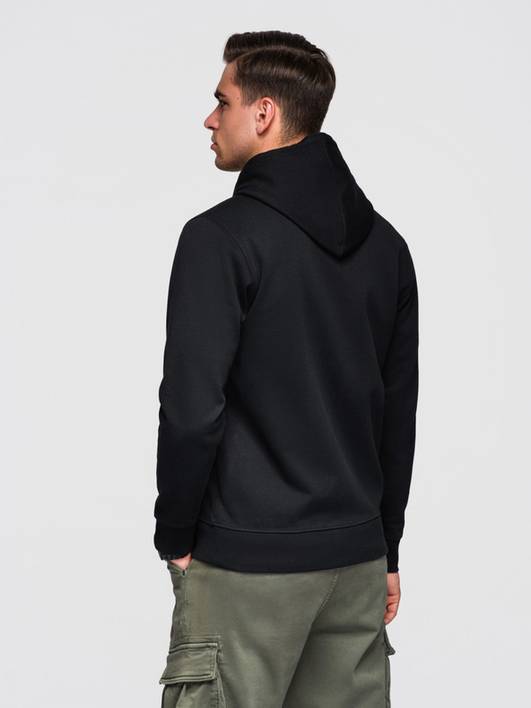 Ombre Clothing Moška bombažna elastična majica BASIC s kapuco - črna V5 OM-SSBZ-0272 Ombre Clothing