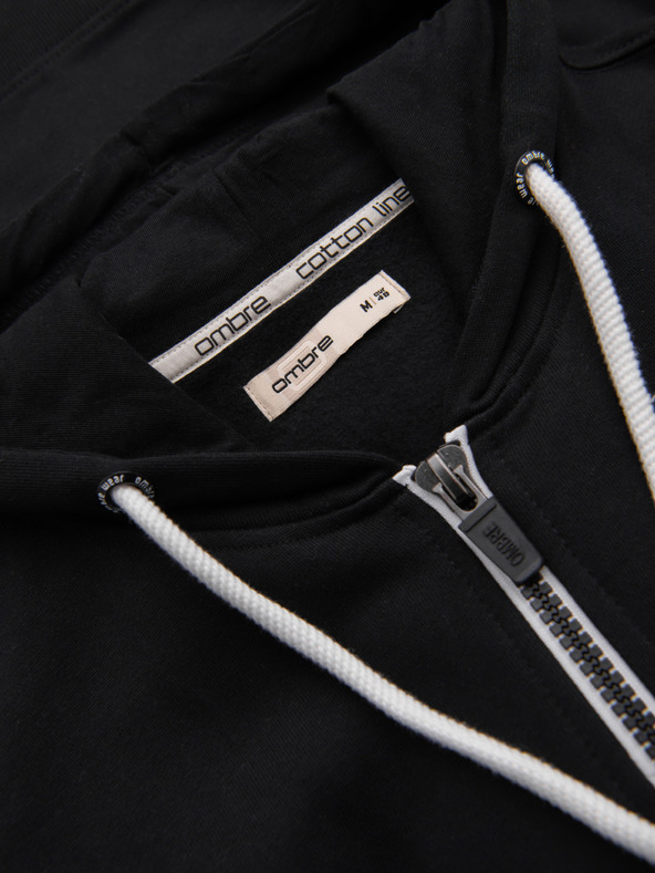 Ombre Clothing Moška bombažna elastična majica BASIC s kapuco - črna V5 OM-SSBZ-0272 Ombre Clothing