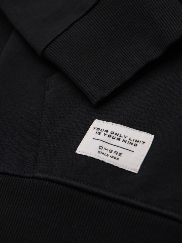 Ombre Clothing Moška bombažna elastična majica BASIC s kapuco - črna V5 OM-SSBZ-0272 Ombre Clothing
