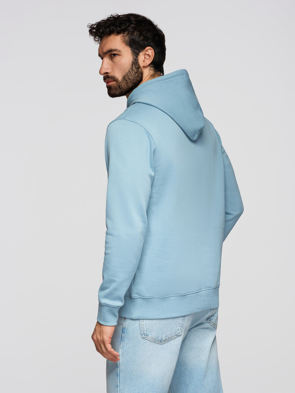 Ombre Clothing Moska bombažna jopica BASIC klokanji s kapuco - modra Ombre Clothing