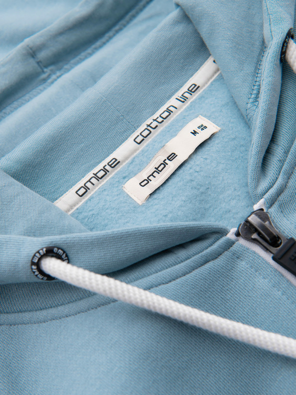 Ombre Clothing Moska bombažna elastična jopica BASIC s kapuco - modra V7 OM-SSBZ-0272 Ombre Clothing