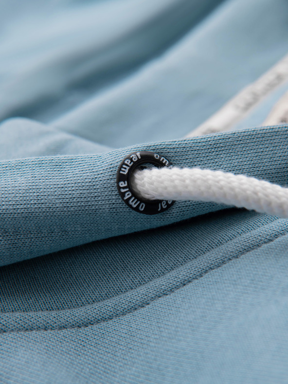 Ombre Clothing Moska bombažna elastična jopica BASIC s kapuco - modra V7 OM-SSBZ-0272 Ombre Clothing