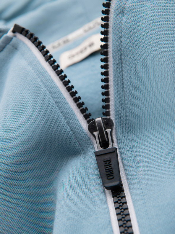 Ombre Clothing Moska bombažna elastična jopica BASIC s kapuco - modra V7 OM-SSBZ-0272 Ombre Clothing