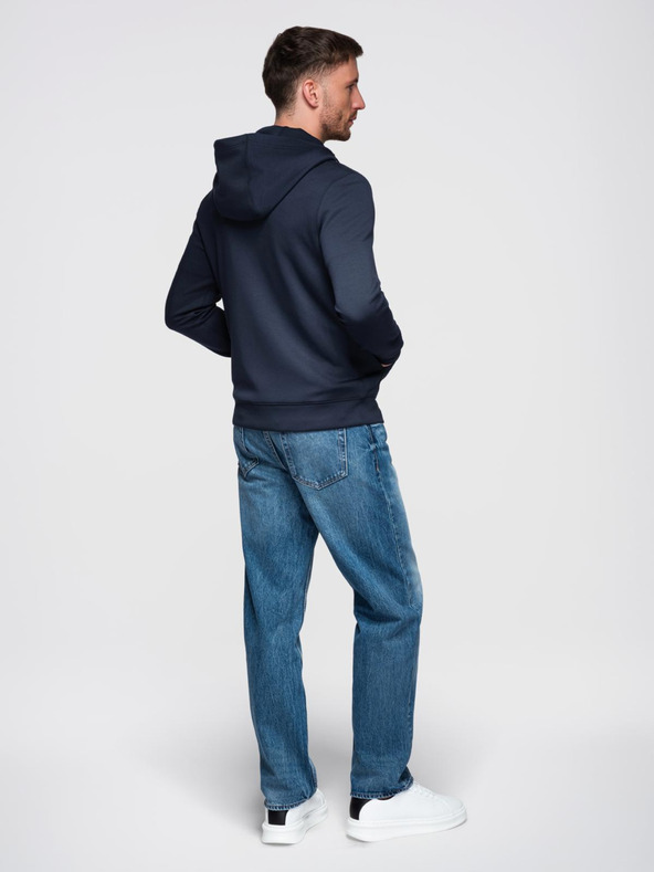 Ombre Clothing Moska jopica s kapuco iz gladke tkanine - temno modra V4 OM-SZBC-0196 Ombre Clothing