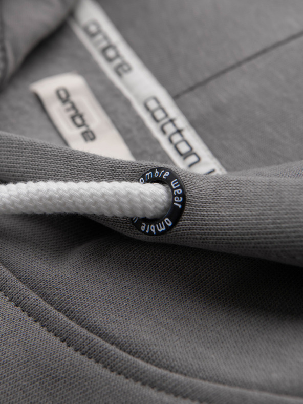 Ombre Clothing Moska bombažna klokanji jopica BASIC s kapuco - siva Ombre Clothing