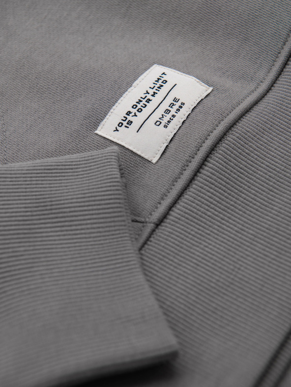 Ombre Clothing Moska bombažna klokanji jopica BASIC s kapuco - siva Ombre Clothing