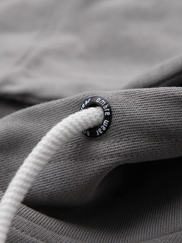 Ombre Clothing Moska bombažna jopica BASIC s kapuco na zadrgo - siva V8 OM-SSBZ-0272 Ombre Clothing