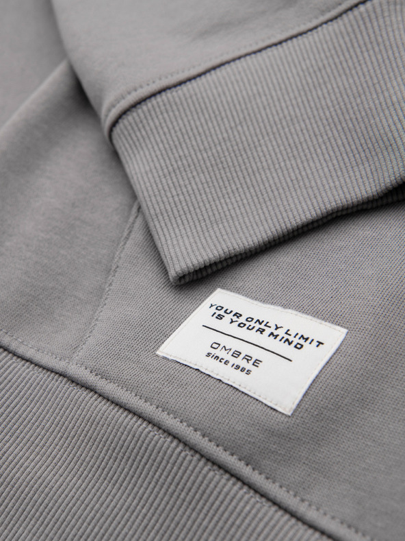 Ombre Clothing Moska bombažna jopica BASIC s kapuco na zadrgo - siva V8 OM-SSBZ-0272 Ombre Clothing