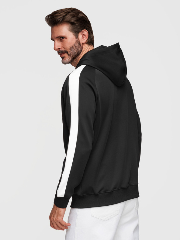 Ombre Clothing Moska jopica na zadrgo s kapuco in robom - črna V1 B1717 Ombre Clothing