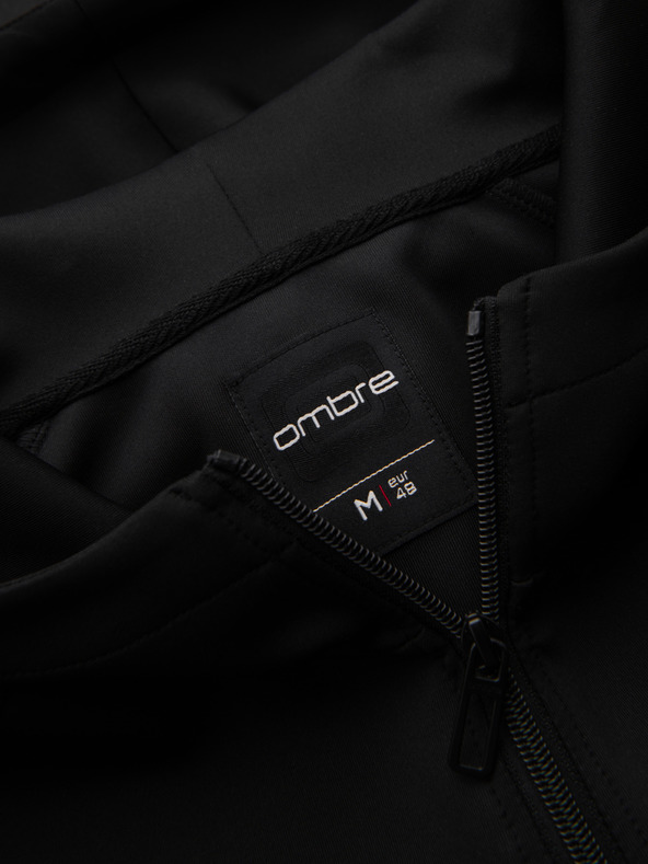 Ombre Clothing Moska jopica na zadrgo s kapuco in robom - črna V1 B1717 Ombre Clothing