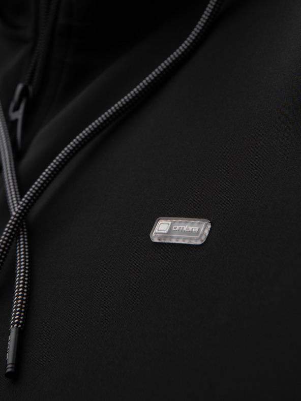 Ombre Clothing Moska jopica na zadrgo s kapuco in robom - črna V1 B1717 Ombre Clothing