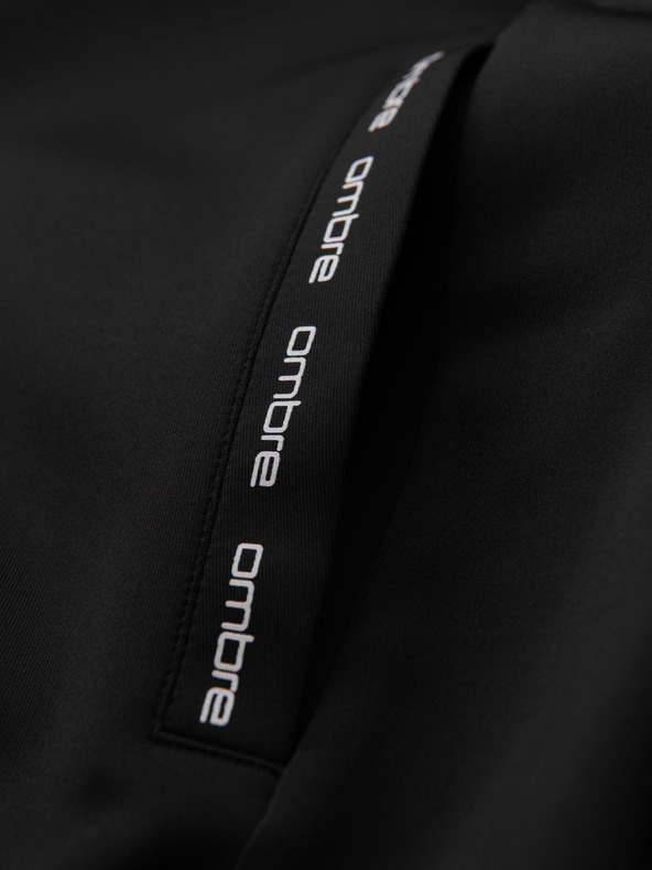 Ombre Clothing Moska jopica na zadrgo s kapuco in robom - črna V1 B1717 Ombre Clothing