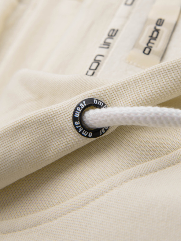 Ombre Clothing Moska bombažna elastična jopica s kapuco BASIC - kremasta V11 OM-SSBZ-0272 Ombre Clothing