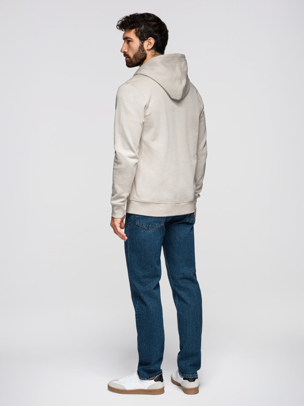 Ombre Clothing Moska bombažna jopica BASIC s kapuco - svetlo bež V1 OM-SSBZ-0272 Ombre Clothing