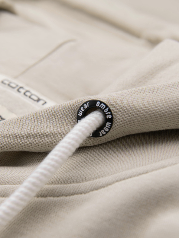 Ombre Clothing Moska bombažna jopica BASIC s kapuco - svetlo bež V1 OM-SSBZ-0272 Ombre Clothing