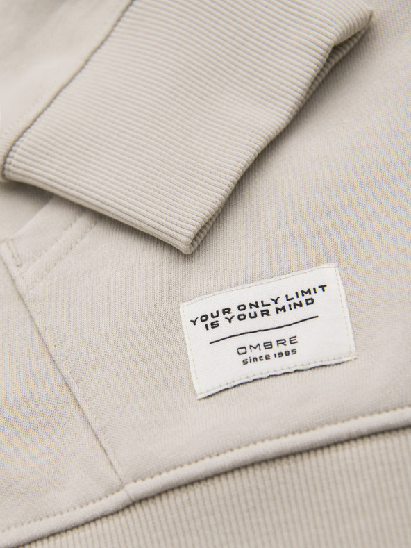 Ombre Clothing Moska bombažna jopica BASIC s kapuco - svetlo bež V1 OM-SSBZ-0272 Ombre Clothing