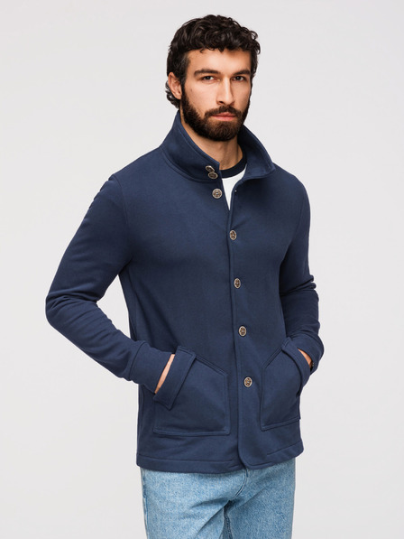 Ombre Clothing Moska pletena jopica s pokojcem - temno modra V4 B1716 Ombre Clothing