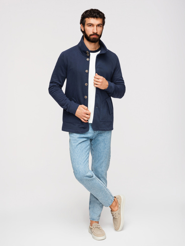 Ombre Clothing Moska pletena jopica s pokojcem - temno modra V4 B1716 Ombre Clothing