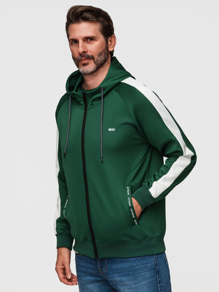 Ombre Clothing Moska odpenjiva jopica s kapuco in robom - temno zelena V7 B1717 Ombre Clothing