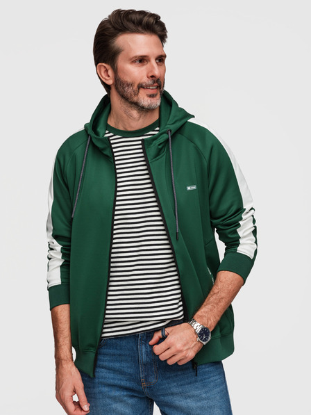 Ombre Clothing Moska odpenjiva jopica s kapuco in robom - temno zelena V7 B1717 Ombre Clothing