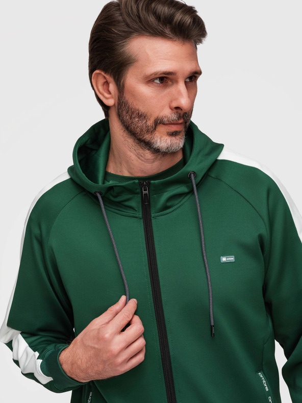 Ombre Clothing Moska odpenjiva jopica s kapuco in robom - temno zelena V7 B1717 Ombre Clothing